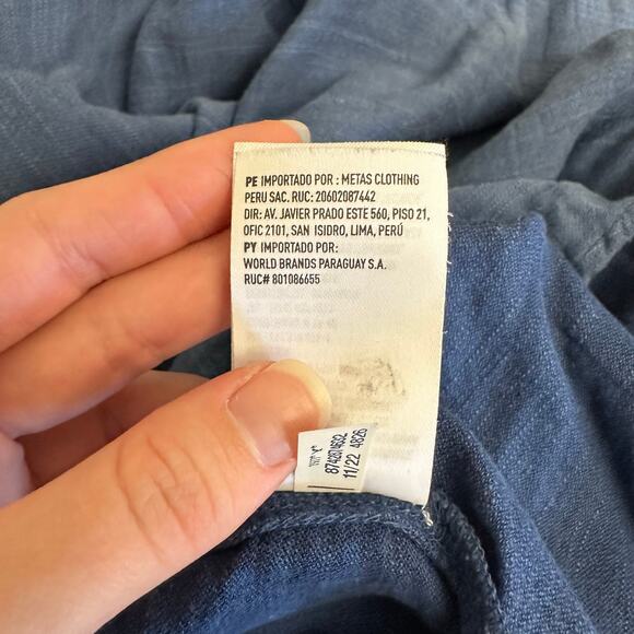 American‎ Eagle Oversized Gauze Button-Up Shirt Women’s Large Blue Cotton Modal - Picture 10 of 11